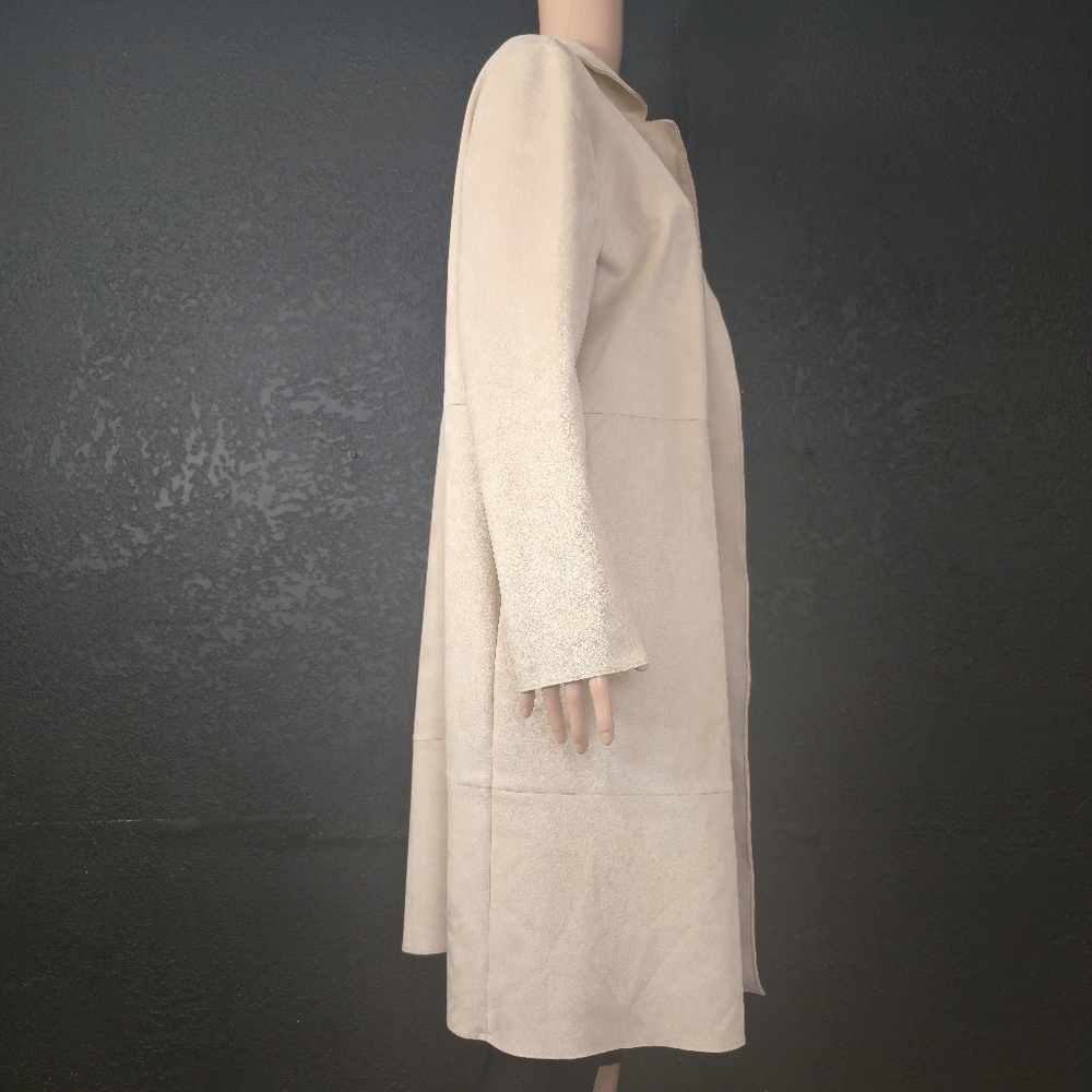 Marc New York OPEN JACKET MICROSUEDE cream ivory off-white pale beige Size Large - Picture 6 of 17